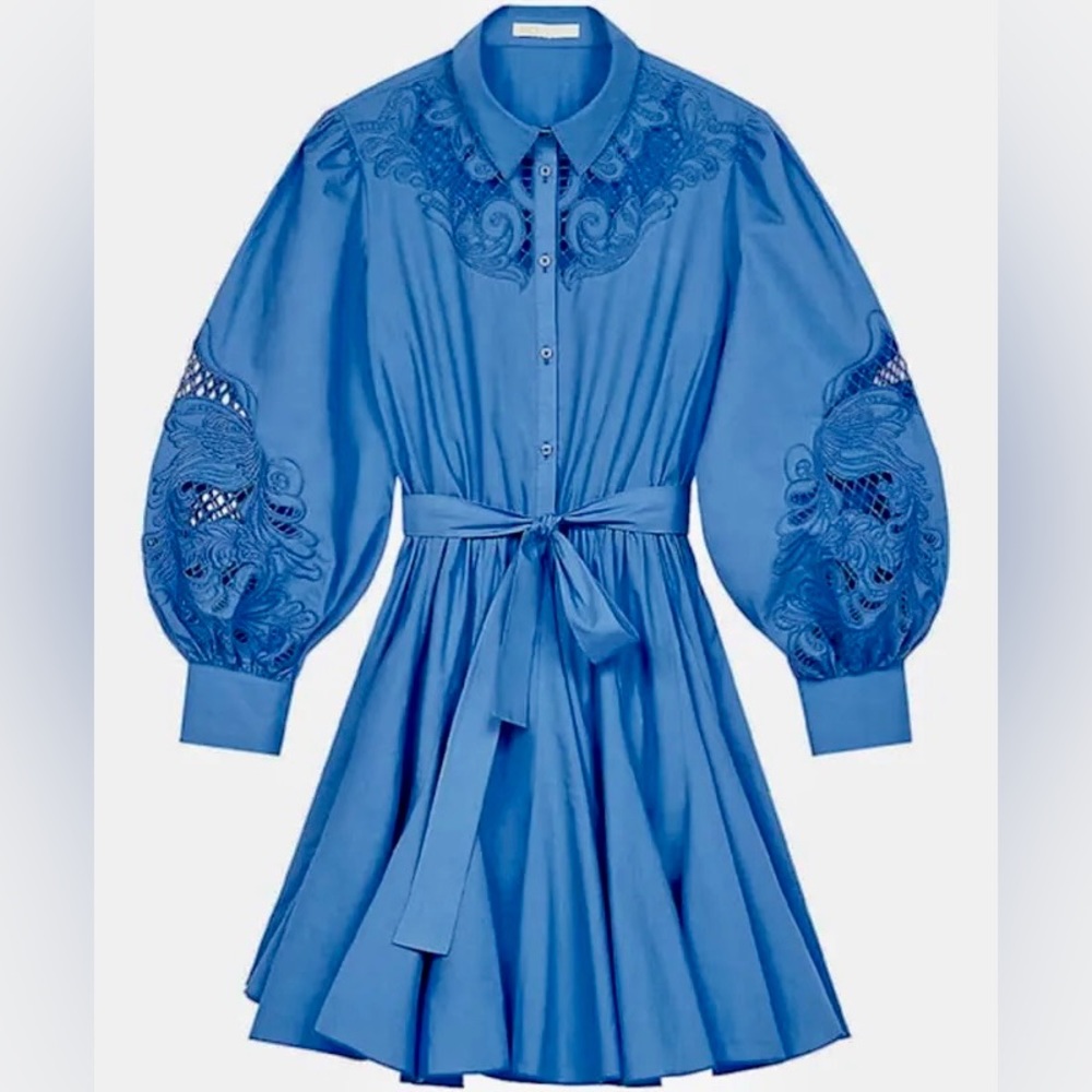 Maje Rebello Blue Cotton Dress